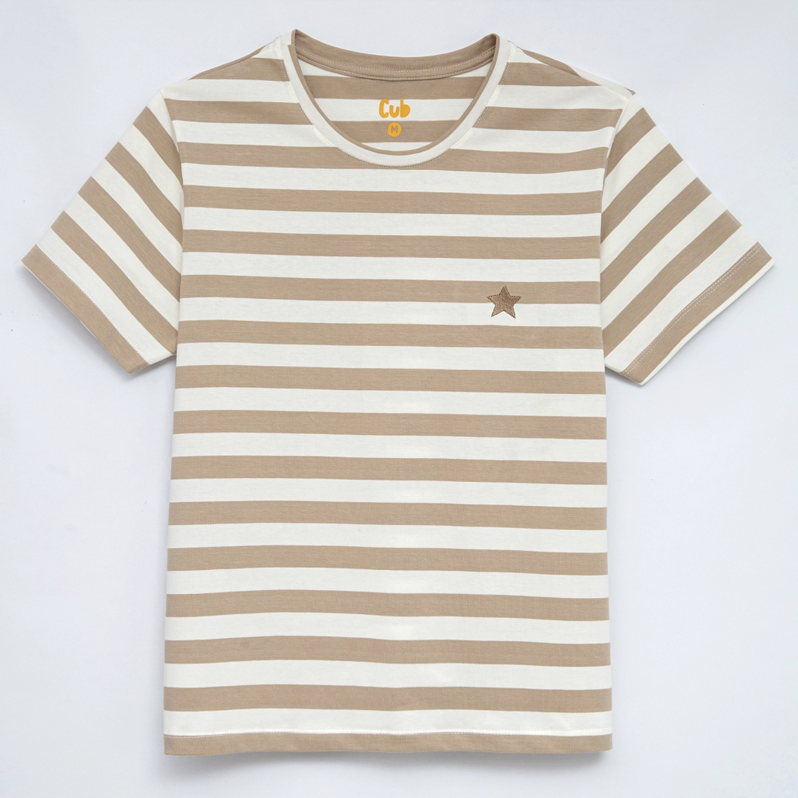 Camiseta Adulta Listrada Bege