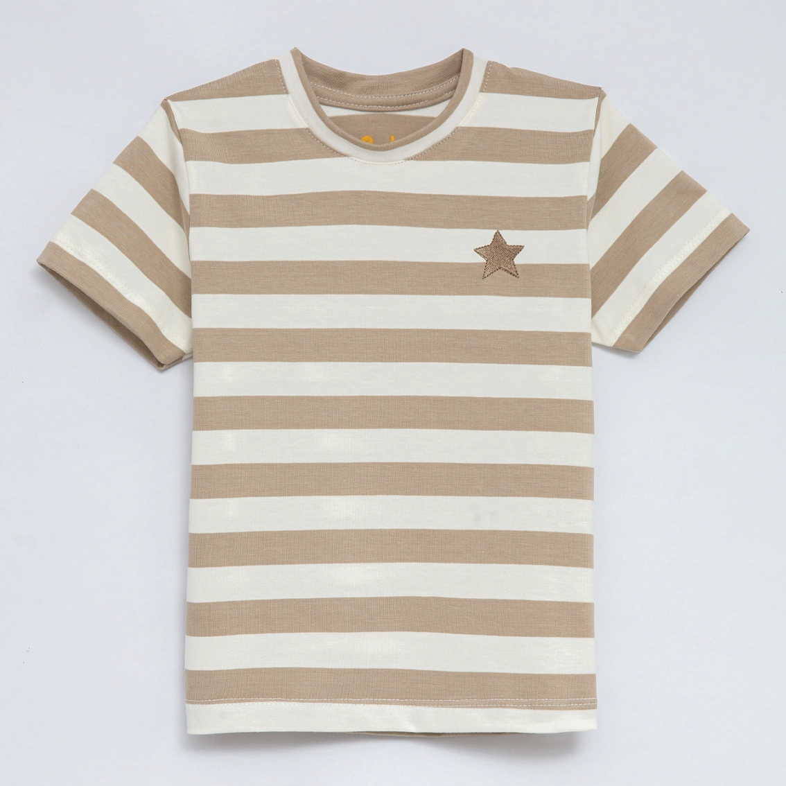 Camiseta Infantil Listrada Bege