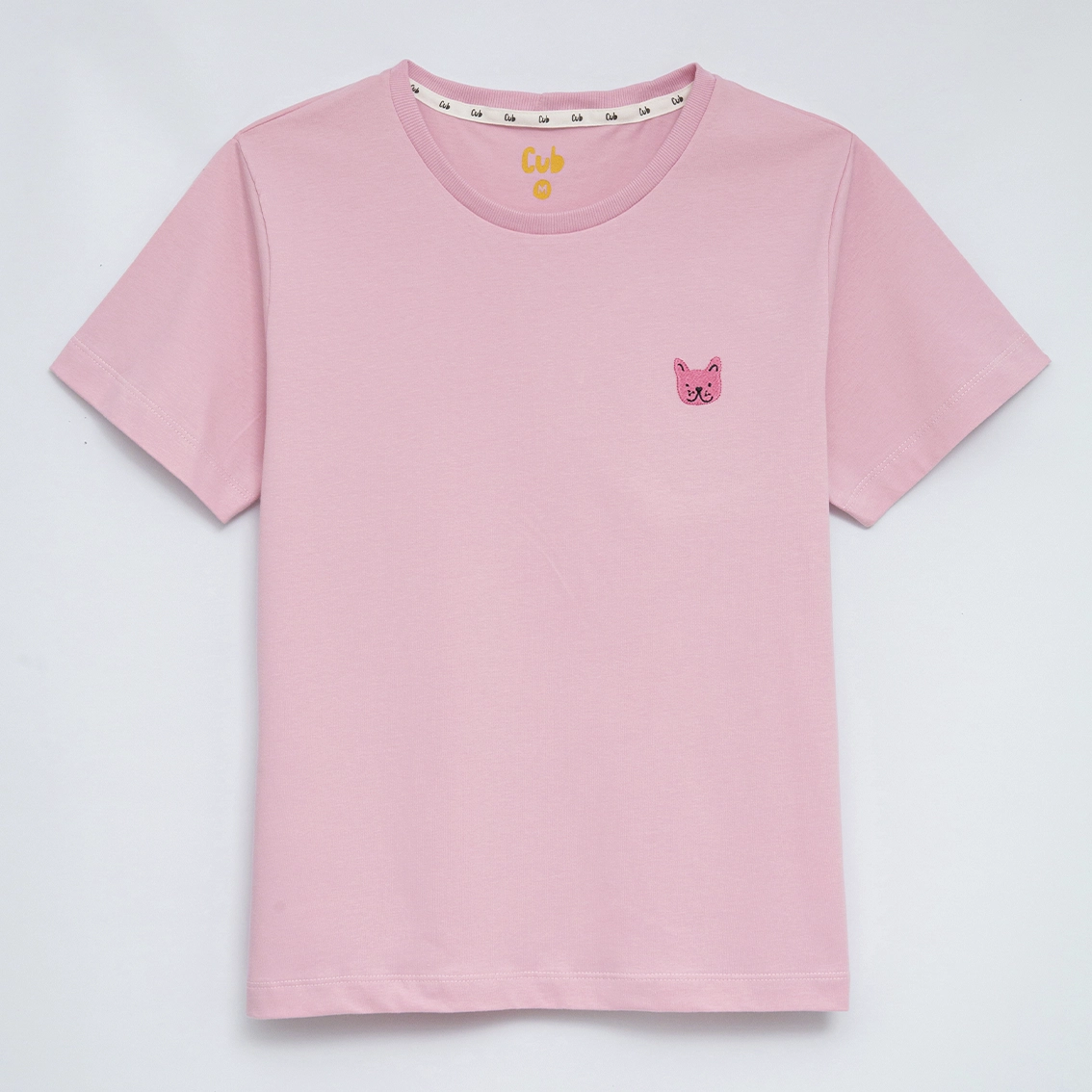 Camiseta Adulta Rosa Bordado Bulldog