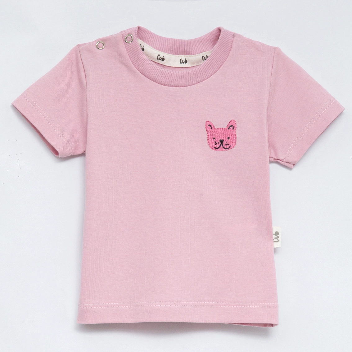 Camiseta bebê Rosa Bordado Bulldog