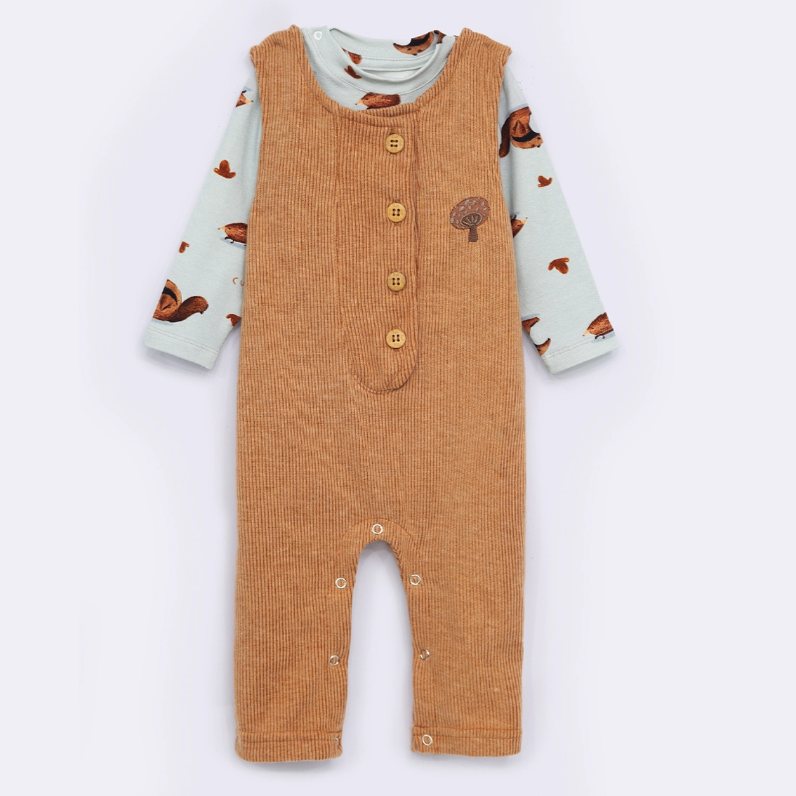 Conjunto Macacão Malha Tricô e Body Tamanduá