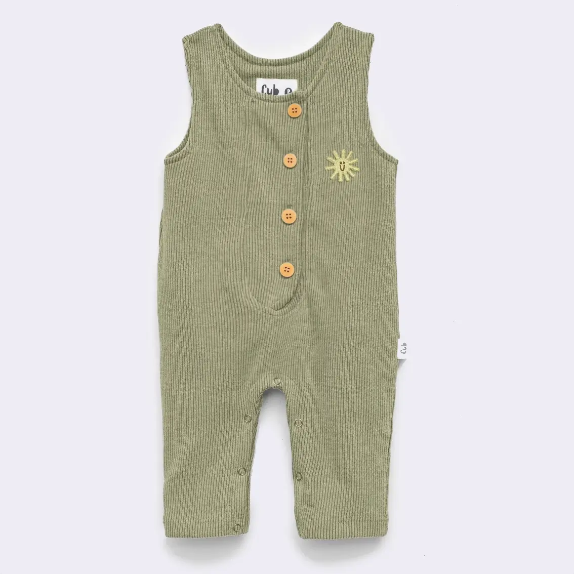 Macacão Bebê Malha Tricô Verde Bordado Sol