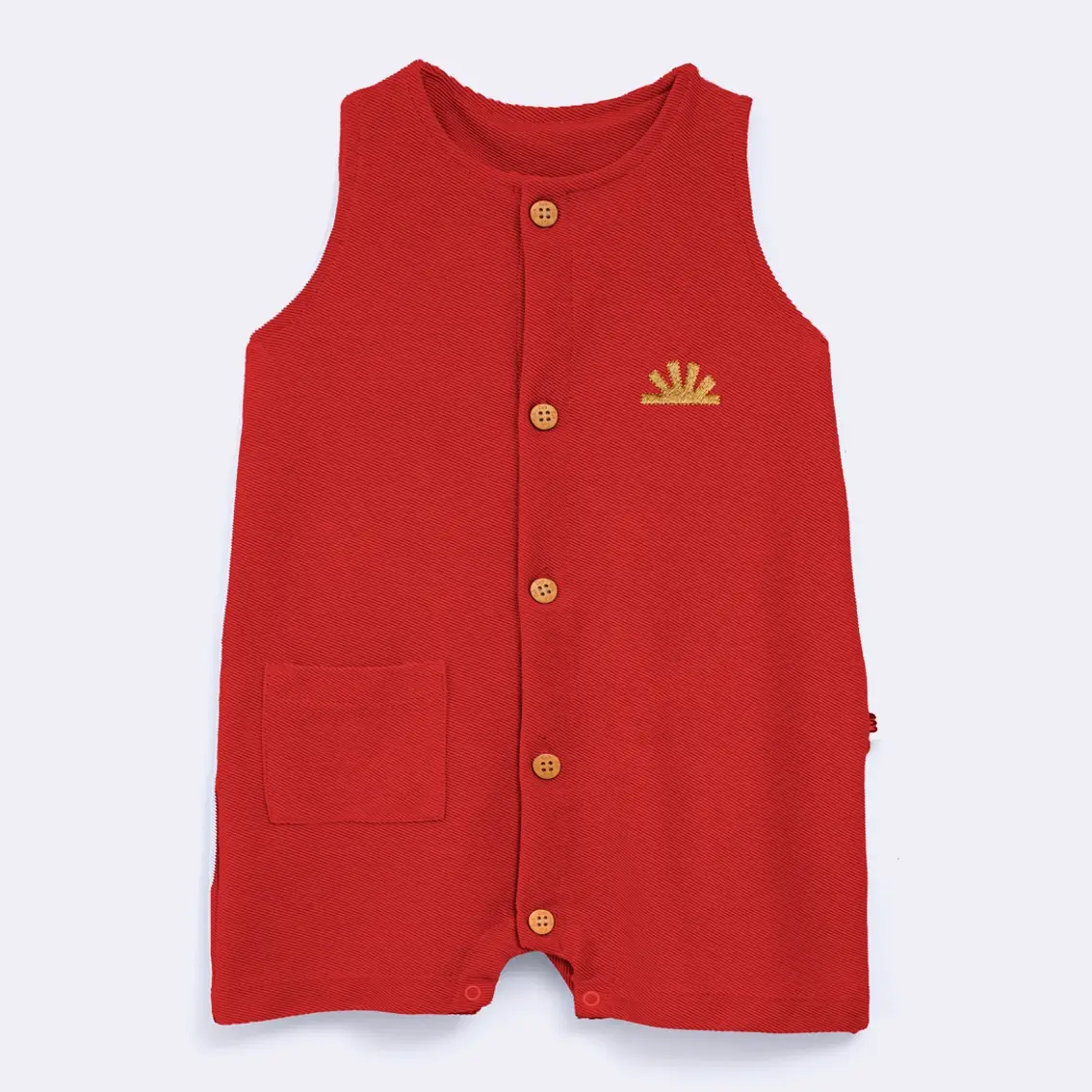 Macaquinho Vermelho Bordado Sol