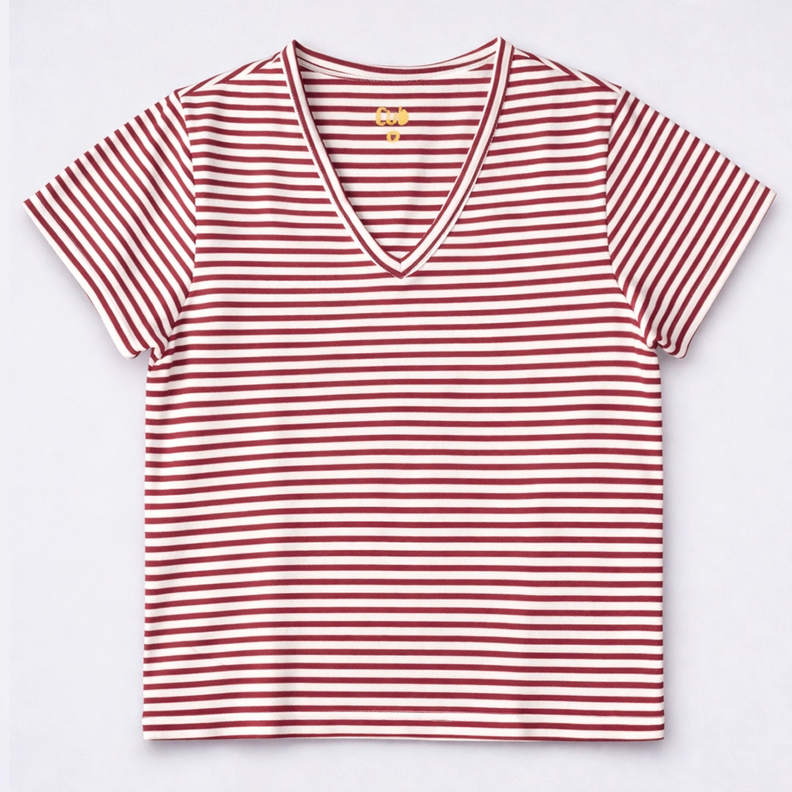 Camiseta Adulta Feminina Listras Vermelhas